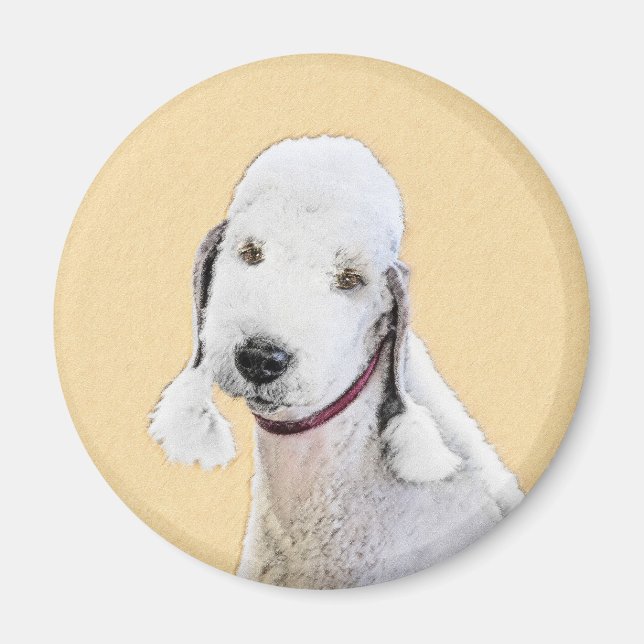 Bedlington Terrier Painting - Original Dog Art Magnet (Vorne)