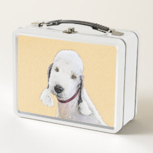 Bedlington Terrier Painting - Original Dog Art Metall Brotdose