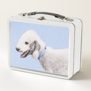 Bedlington Terrier Painting - Original Dog Art Metall Brotdose