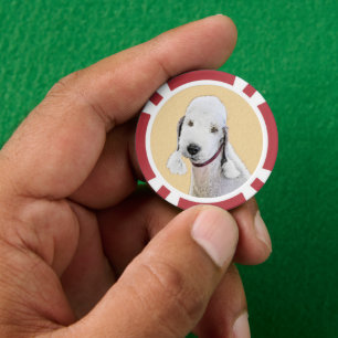 Bedlington Terrier Painting - Original Dog Art Pokerchips