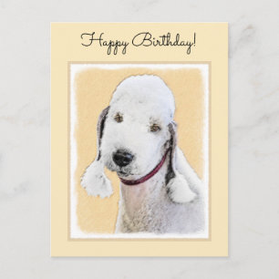 Bedlington Terrier Painting - Original Dog Art Postkarte