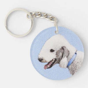 Bedlington Terrier Painting - Original Dog Art Schlüsselanhänger