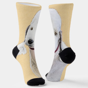 Bedlington Terrier Painting - Original Dog Art Socken