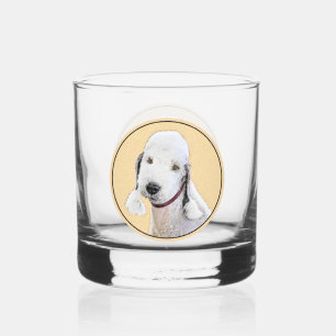 Bedlington Terrier Painting - Original Dog Art Whiskyglas
