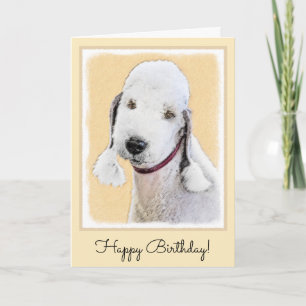 Bedlington Terrier Painting - Original Hund Kunst Karte