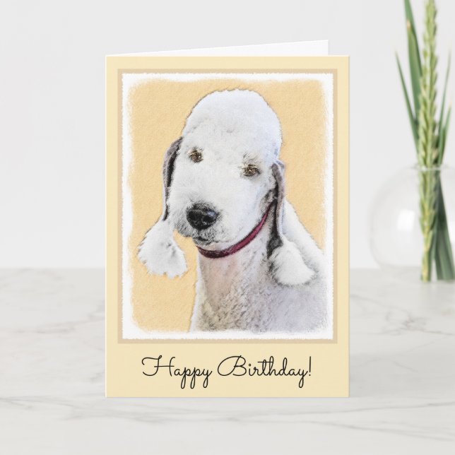 Bedlington Terrier Painting - Original Hund Kunst Karte (Vorderseite)