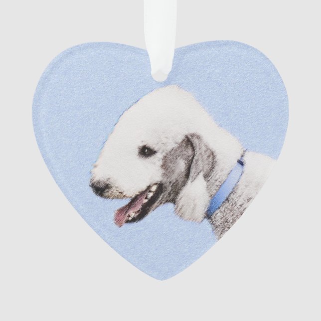 Bedlington Terrier Painting - Original Hund Kunst Ornament (Vorderseite)