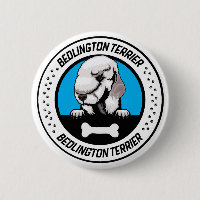 Bedlington Terrier Peeking Illustration Abzeichen