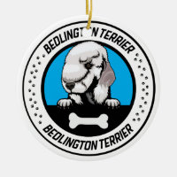 Bedlington Terrier Peeking Illustration Badge