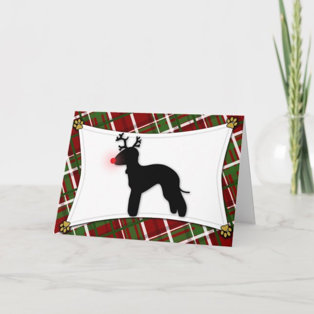 Bedlington Terrier Ren-Weihnachtskarte Feiertagskarte (Vorderseite)