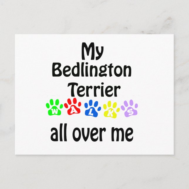 Bedlington Terrier Walks Design Postkarte (Vorderseite)