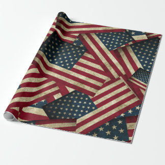 Bedrängte amerikanische Flaggen Geschenkpapier