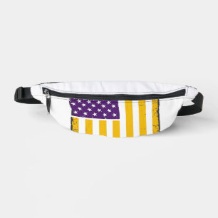 Bedrängte lila und goldene amerikanische Flagge Ve Bauchtasche