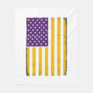 Bedrängte lila und goldene amerikanische Flagge Ve Fleecedecke
