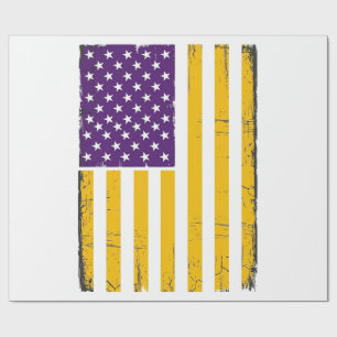 Bedrängte lila und goldene amerikanische Flagge Ve Geschenkpapier