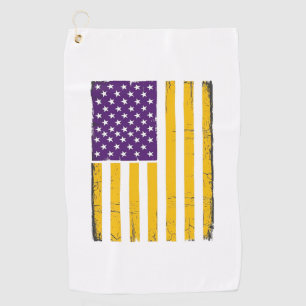Bedrängte lila und goldene amerikanische Flagge Ve Golfhandtuch
