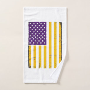Bedrängte lila und goldene amerikanische Flagge Ve Handtuch