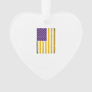 Bedrängte lila und goldene amerikanische Flagge Ve Ornament