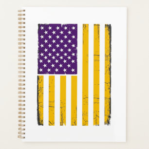 Bedrängte lila und goldene amerikanische Flagge Ve Planer
