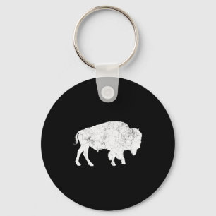 Bedrängtes Büffel-Retro-Bison-Tierliebhaber-Shirt Schlüsselanhänger