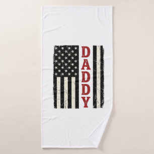 Bedrängtes Daddy-Amerikanische-Flagge-Shirt-Design Badehandtuch