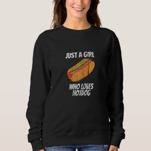 Bedrängtes Mädchen, das Hotdog-Essen liebt   Sweatshirt