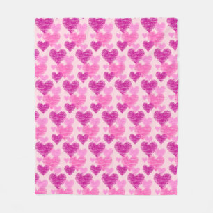 Bedrängtes Rosa Herz Fleecedecke