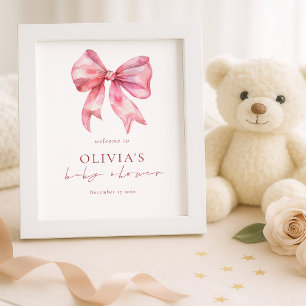 Bedruckbarer rosa Coquette Bow Begrüßungsdusche Ba Poster