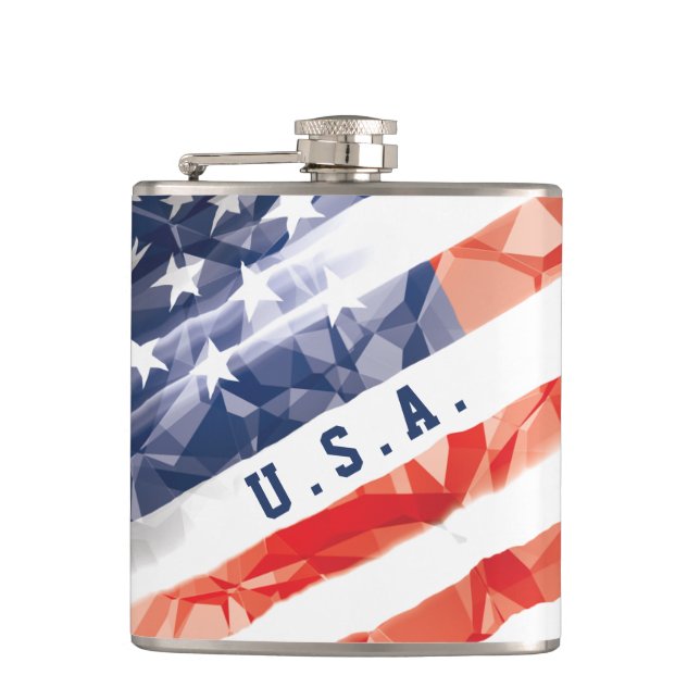 Bedrückte alte amerikanische Flagge Flachmann (Vorderseite)