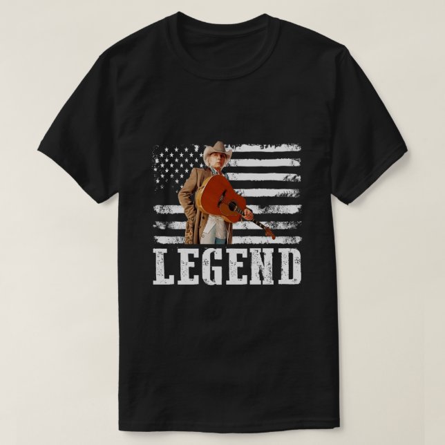 Bedrückte amerikanische Flagge Dwight Yoakam Singe T-Shirt (Design vorne)