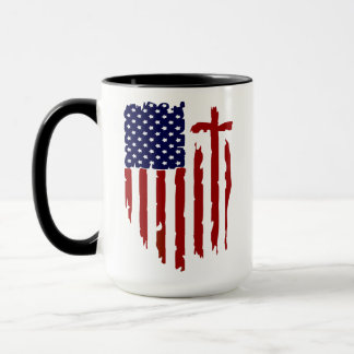 bedruckte amerikanische Flagge mit rotem Kreuz Tasse