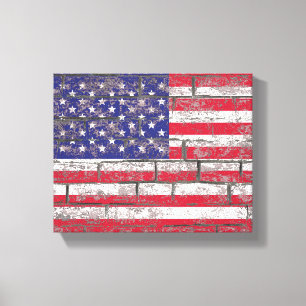 Bedrückte amerikanische Flagge Red White Blue Patr Leinwanddruck