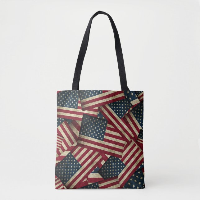 Bedrückte amerikanische Flaggen Tasche (Vorderseite)