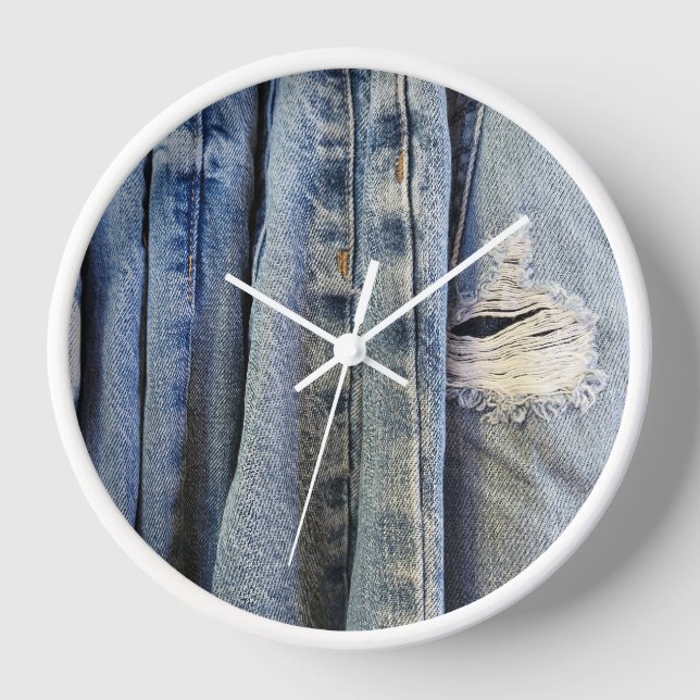 Bedrückte blaue Jeans Uhr (Vorderseite)
