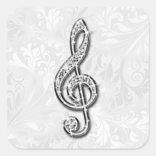 Bedruckte Diamond-Musiknote Quadratischer Aufkleber (Vorderseite)