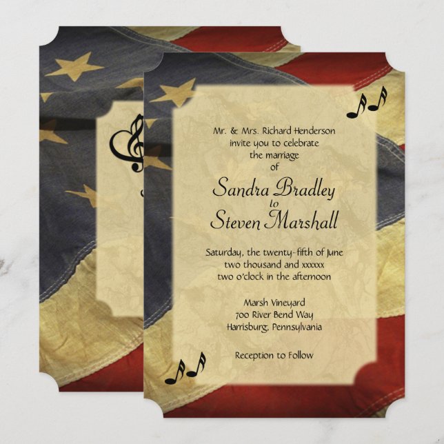 Bedrückte Einladungen zur Hochzeit amerikanischer  (Vorne/Hinten)