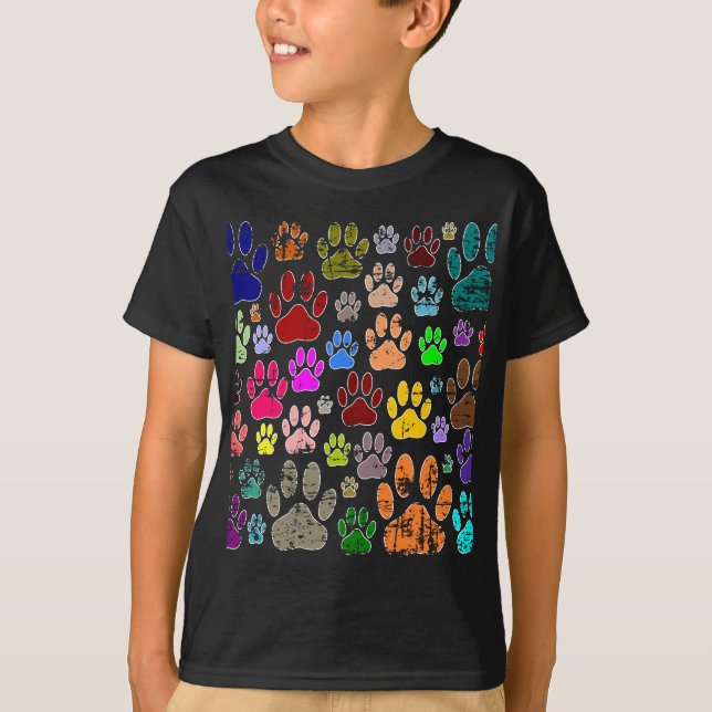 Bedrückte farbige Hundeschlittendrucke T-Shirt (Vorderseite)