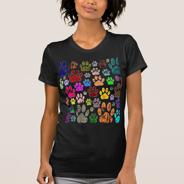 Bedrückte farbige Hundeschlittendrucke T-Shirt (Vorderseite)