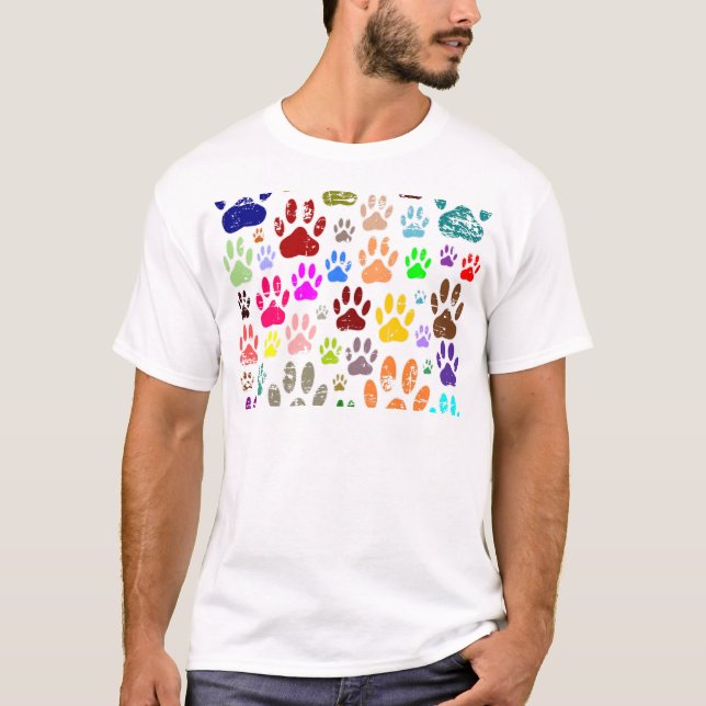 Bedrückte farbige Hundeschlittendrucke T-Shirt (Vorderseite)