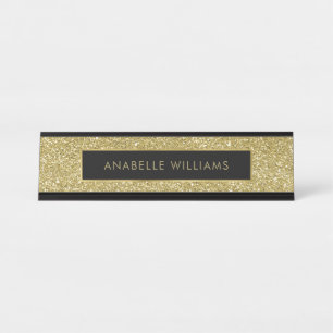 Bedruckte Gold Glitzer Textur Moderne Schreibtischnamensplakette