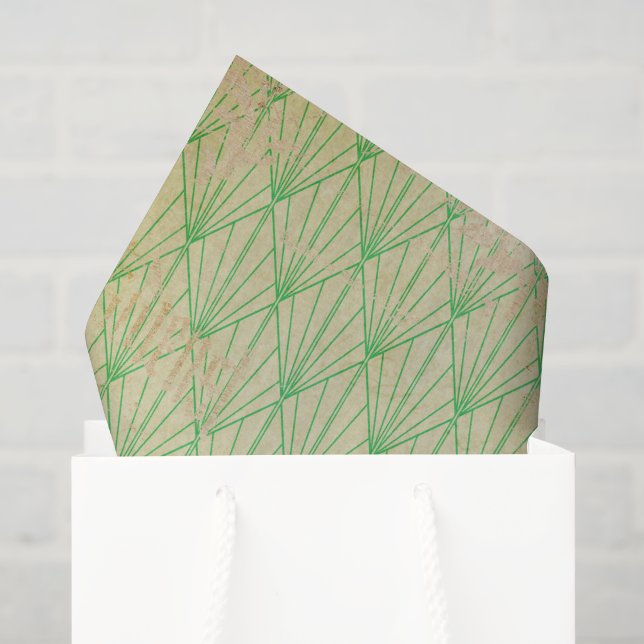 Bedrückte grüne Kunst-Déco Seidenpapier (Geschenktüte)
