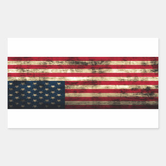 Bedrückte grunge amerikanische Flagge Rechteckiger Aufkleber