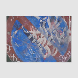 Bedrückte Grunge Red Blue Paint Urban DIY Dekorati Seidenpapier