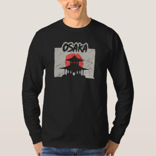 Bedrückte japanische Flagge Japan Stadt Osaka T-Shirt