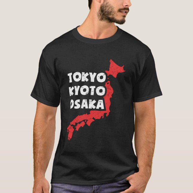 Bedrückte japanische Stadt Osaka T-Shirt (Vorderseite)