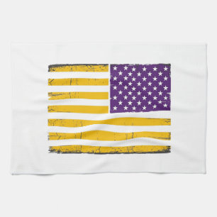 Bedruckte lila und goldene amerikanische Flagge Ve Geschirrtuch