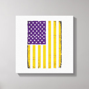 Bedruckte lila und goldene amerikanische Flagge Ve Leinwanddruck