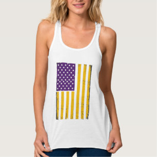 Bedruckte lila und goldene amerikanische Flagge Ve Tank Top