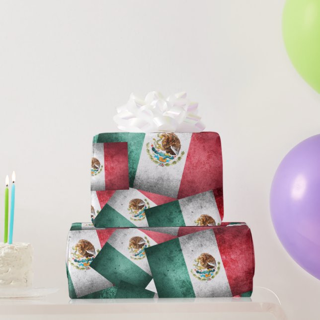 Bedrückte mexikanische Flaggen Geschenkpapier (Partygeschenke)
