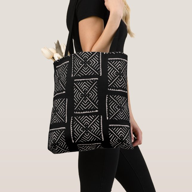 Bedruckte Mud Tuch XL Diamonds Black Tote Bag Tasche (Von Nahem)